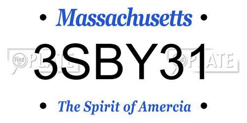3SBY31 Massachusetts License Plate
