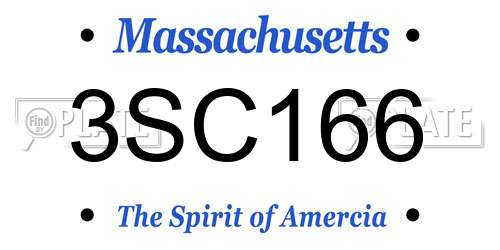 3SC166 Massachusetts License Plate