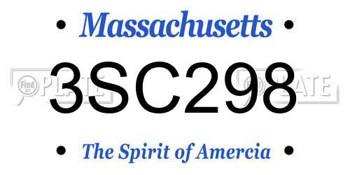 3SC298 Massachusetts License Plate