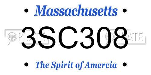 3SC308 Massachusetts License Plate