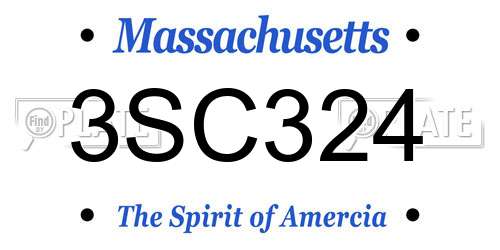 3SC324 Massachusetts License Plate