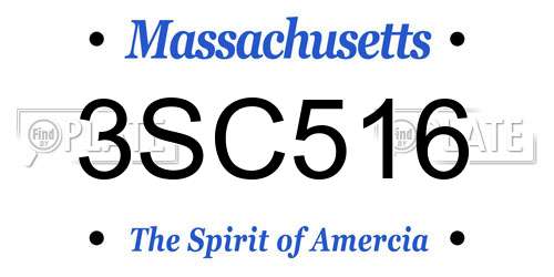 3SC516 Massachusetts License Plate
