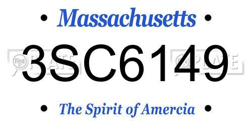 3SC6149 Massachusetts License Plate
