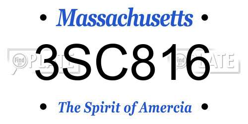 3SC816 Massachusetts License Plate