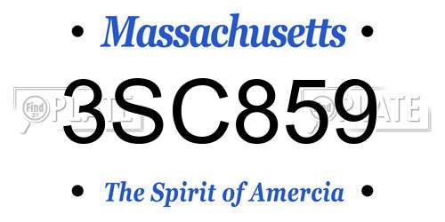3SC859 Massachusetts License Plate