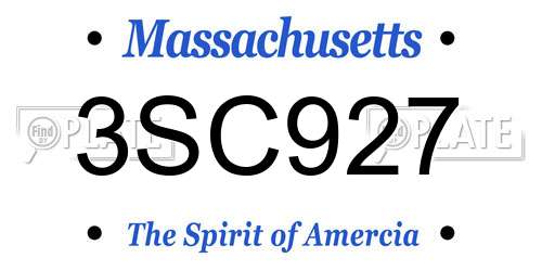 3SC927 Massachusetts License Plate
