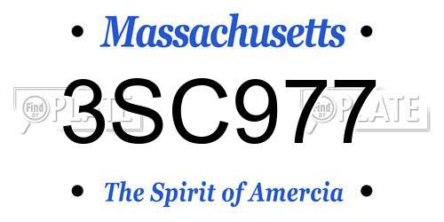 3SC977 Massachusetts License Plate