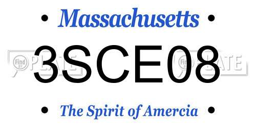 3SCE08 Massachusetts License Plate