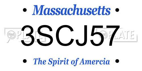 3SCJ57 Massachusetts License Plate
