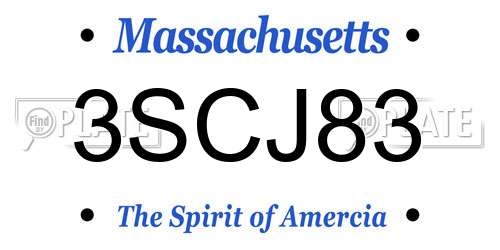 3SCJ83 Massachusetts License Plate