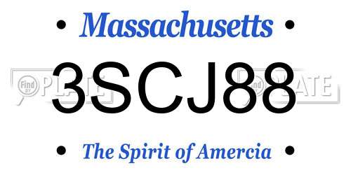 3SCJ88 Massachusetts License Plate