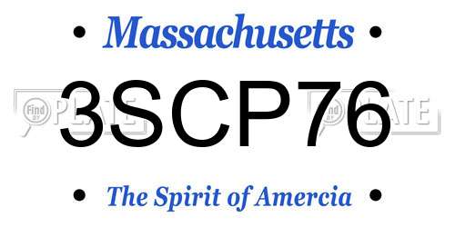 3SCP76 Massachusetts License Plate