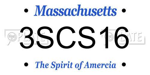 3SCS16 Massachusetts License Plate