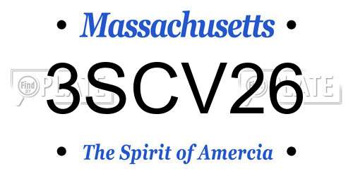 3SCV26 Massachusetts License Plate