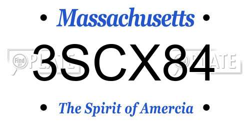 3SCX84 Massachusetts License Plate