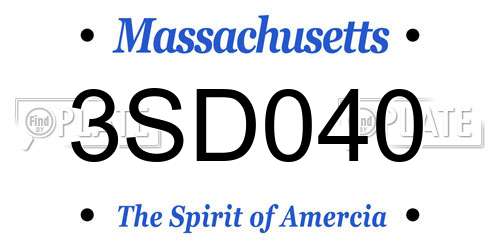 3SD040 Massachusetts License Plate