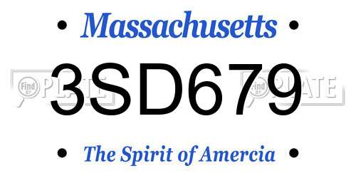 3SD679 Massachusetts License Plate