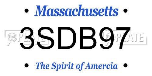 3SDB97 Massachusetts License Plate