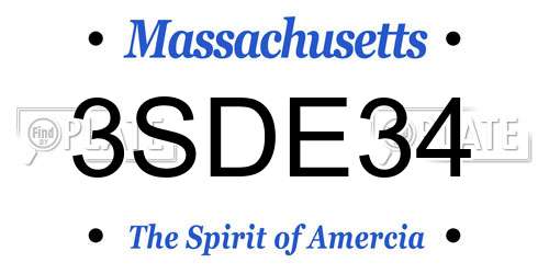 3SDE34 Massachusetts License Plate