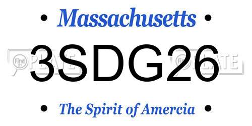 3SDG26 Massachusetts License Plate