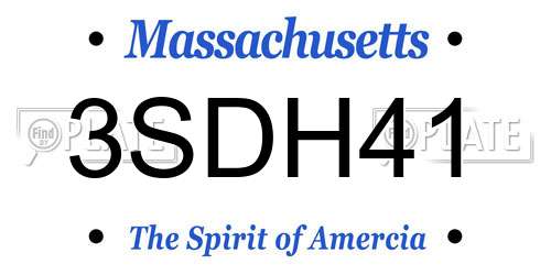 3SDH41 Massachusetts License Plate