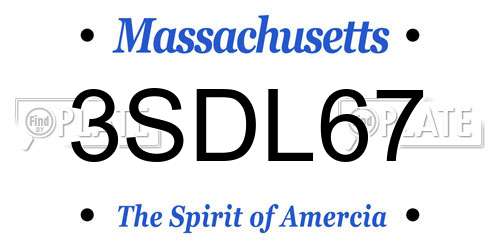 3SDL67 Massachusetts License Plate