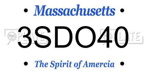 3SDO40 Massachusetts License Plate