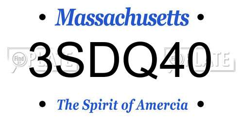 3SDQ40 Massachusetts License Plate