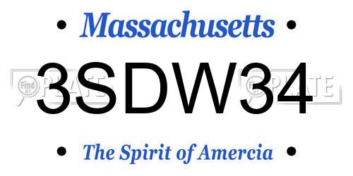 3SDW34 Massachusetts License Plate