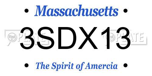 3SDX13 Massachusetts License Plate