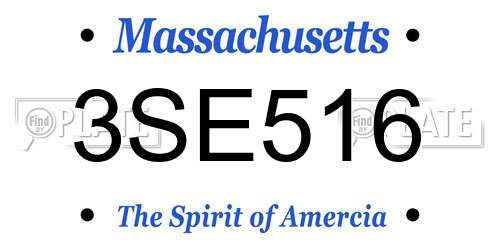 3SE516 Massachusetts License Plate