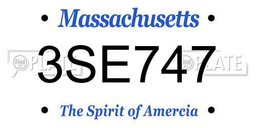 3SE747 Massachusetts License Plate