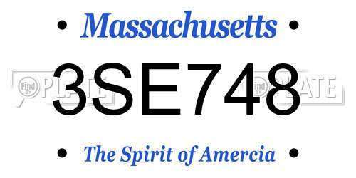 3SE748 Massachusetts License Plate