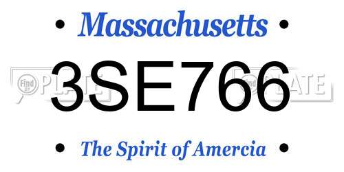 3SE766 Massachusetts License Plate