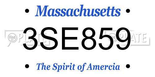 3SE859 Massachusetts License Plate