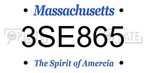 3SE865 Massachusetts License Plate