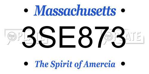 3SE873 Massachusetts License Plate