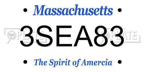 3SEA83 Massachusetts License Plate