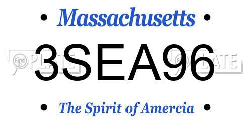 3SEA96 Massachusetts License Plate