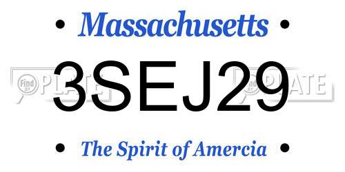 3SEJ29 Massachusetts License Plate