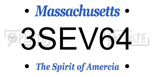 3SEV64 Massachusetts License Plate