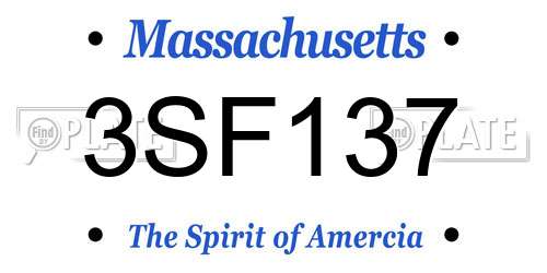3SF137 Massachusetts License Plate
