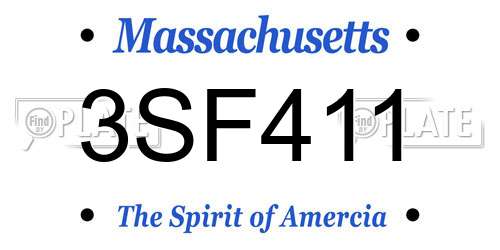 3SF411 Massachusetts License Plate