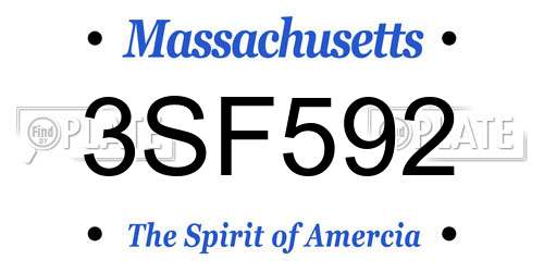 3SF592 Massachusetts License Plate