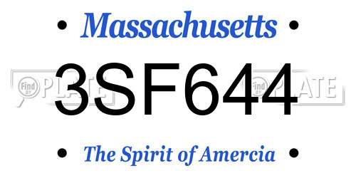 3SF644 Massachusetts License Plate