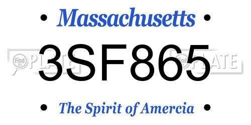 3SF865 Massachusetts License Plate