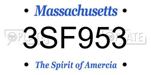 3SF953 Massachusetts License Plate