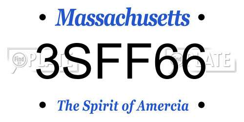 3SFF66 Massachusetts License Plate