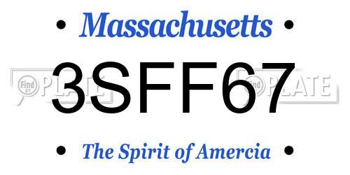 3SFF67 Massachusetts License Plate