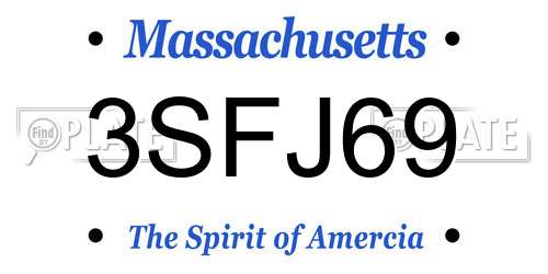 3SFJ69 Massachusetts License Plate